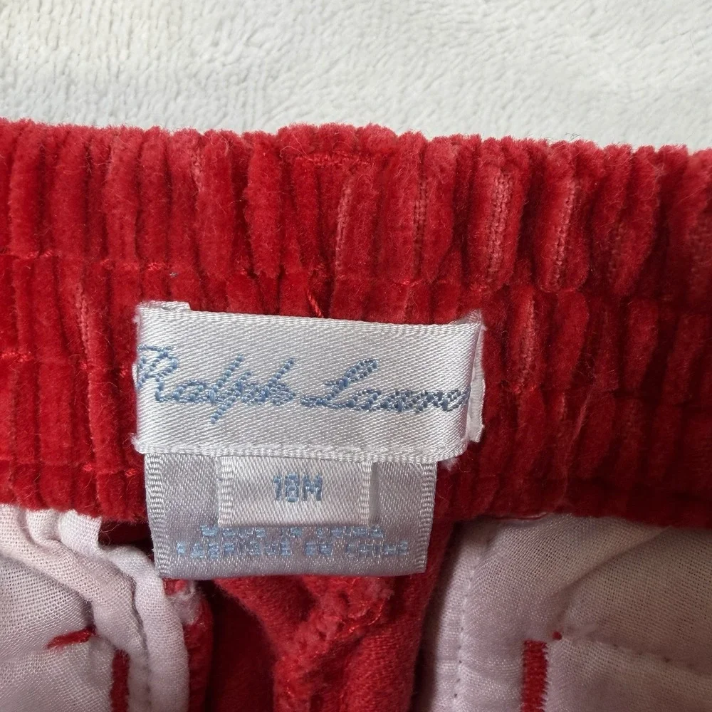 Ralph Lauren Polo Infant 18 Months Red Corduroy Puppy Pattern Pants